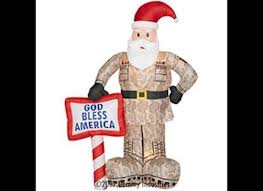 Seriously, why is Santa wearing camo. And doesn't he travel to other countries as well? I mean he's more of an international figure.