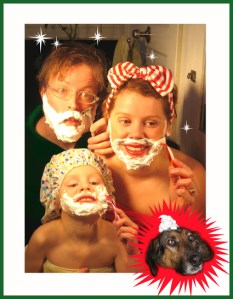 Seriously, why give a kid a safety razor? Also, I don't think mom and kid need to shave, unless they have some freak hormone imbalance.