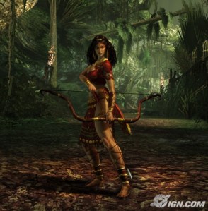 Hangs out in the woods, kills ferocious animals, has guys compete with her in athletic competitions at the cost of their lives, and is distracted by shiny things. Yet, after she gets married and makes love to her husband in a temple, is turned into a lion.