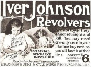 "Absolutely Safe," "Accidental Discharge Impossible," "Pa says it won't hurt us," as this ad promises. However, all these sayings are what is known in the advertising business as "bullshit." Guns are never safe around kids and accidental discharges will happen.