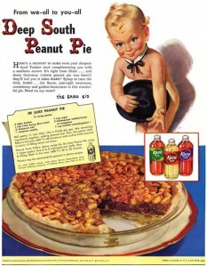 This kid isn't cute. It's as if a terrifying kewpie doll had just come to life and is advertising this peanut pie and just drinks just to fatten us up to later eat for its own pleasure. Yeah, that's it. God, just looking at that kid gives me nightmares.