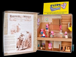 This diorama depicts a scene from 1861 Alexandria, Virginia which shows the deaths of Col. Elmer Ellsworth and Secessionist James Jackson at the Marshall House. These were said to be the first deaths in the US Civil War.