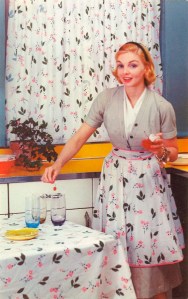 Also, she appears to be making something to do with cherries, like martinis perhaps. Because 1950s housewives need them to escape from the empty vacuums of their lives as second-class citizens.