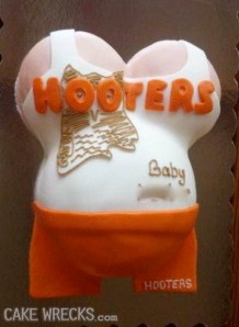 I suppose this baby shower cake  was for the woman at Hooters known for getting way too friendly with the customers.