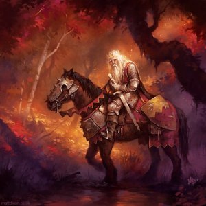 King Pellinore on the endless hunt of the legendary Questing Beast whose appearance can't be articulated in this post. Still, this guy probably should've been making less war and spend more time with his family or families.