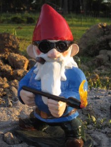 I'm sure Garden gnome Sherman has endured enough strain from being viewed as a conventional tacky lawn ornament and is now proceeding to burn the garden down in a blaze of glory.