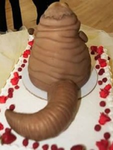 Actually, I can think of a lot of better Star Wars wedding cake ideas than this one. Also, have you notice that Jabba the Hut resembles an abnormally shaped turd from the back?