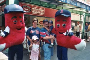 Dear Boston, just because your team is named the Red Sox, doesn't mean that having two giant red sock mascots is a good idea. Seriously, why?