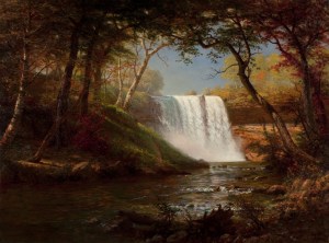 Minnesota's Minnehaha Falls was depicted in Henry Wadsworth Longefellow's poem "The Song of Hiawatha." It's located on Minnehaha Creek which is a tributary of the Mississippi River and its name means, "laughing water." It's about 53 ft high.