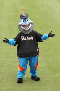 Now I'm not a big fan of fish mascots, yet this one seems like the Creature of the Black Lagoon's embarrassing long nosed cousin from Miami. Seriously, that does not resemble a marlin in any way.