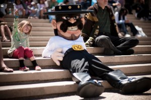 This mascot reminds me of something I heard from The Treasure of the Sierra Madre. Something that goes along with: "Badges? We ain't got no badges. We don't need no badges! I don't have to show you any stinkin' badges!" Yeah, kind of a negative Hispanic stereotype here.