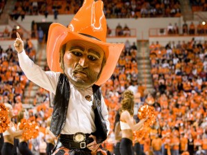 Of course, Pistol Pete only started to appear as Oklahoma State's mascot after being fired as an animatronic showman at Chuck E. Cheese's. Of course, Chuck E. Cheese couldn't stand Pistol Pete's drinking habits, anger issues, and tendency to show up to work with a firearm.