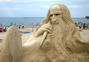 Of course, the reason we could tell it's Da Vinci and not an old man rising from the sand has more to do with the Virtruvian Man's inclusion.