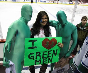 Now having a terrifying killer whale mascot was one thing. But these guys, why do they even exist? Is Vancouver getting desperate for more mascot appeal? These green men are freaky and seem rather obnoxious. Seriously, what the hell Vancouver?