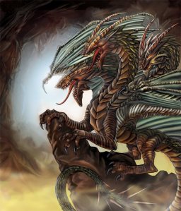 The Azhi Dahaka was a dragon created by Ahiram to destroy life on earth only to get chained to Mount Darmavand near the Caspian Sea by Atar. Yet, when Atar opened it, well, all the scorpions and venomous snakes came out. 