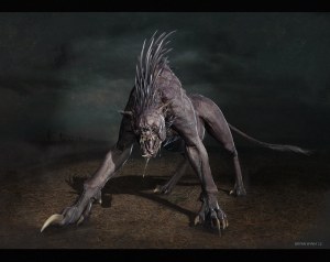 This Chupacabra looks as if it's a mix between a porcupine, hyena, and a bull dog with rabies.