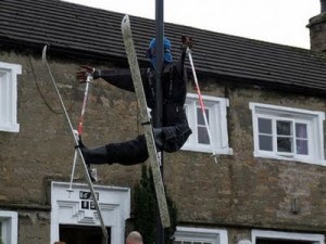 I mean skiing scarecrows always seem to be running in to something like poles. 