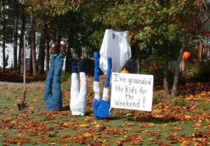 While this display may make neighbors question your parenting skills, I'm sure it's nevertheless in the spirit and funny.