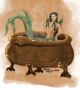 Let's just say there's a good reason why Melusine wanted some time by herself on Saturdays. Still, she probably should've told her husband about her lower half before they were married. Would've saved a lot of trouble.