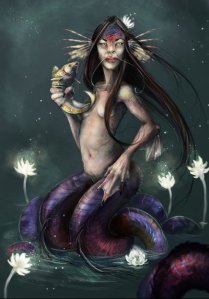 While western mermaids can be described as having a human upper body and a fish tail, the Ningyo can have a varying amount of human and fish features depending on the story. Sometimes they just resemble a fish with a human face or be seen as hideously ugly or deformed otherworldly nightmares. 