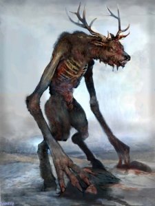 The Wendigo is a very violent creature from Native American legend known to feast on human flesh in snowy forests. Still, it has been mentioned by Henry Wadsworth Longfellow in his 1855 Song of Hiawatha. And it is prevalent in a lot of recent media depictions.