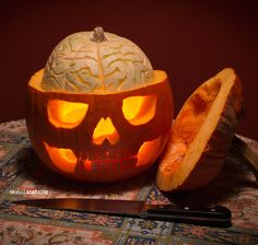 Sure it may look clever but that brain gourd seems too close to the real thing. Also, it might scare the kids.