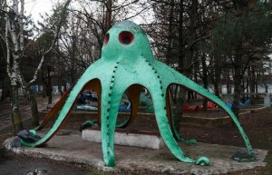 Let's hope this giant green octopus doesn't come to life and eat any children passing under it. Of course, there's suspicion that he may be responsible for eating some missing children in these parts.