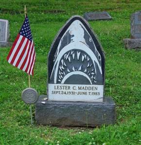 It also helps that this guy was a Vietnam vet and this design could've possibly been on some craft he was on. Still, how would you want to run into this grave in a cemetery?