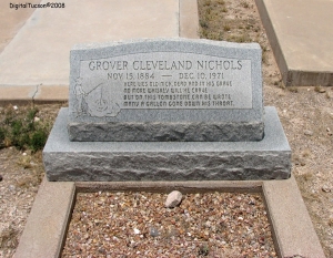 Sure Grover Cleveland Nichols may have liked his whiskey, but it's amazing that he lived to be 87 as you see by his life dates.