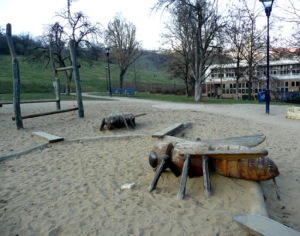 Now, kiddos, I bring you the playground of your nightmares. Or rather my nightmares. Seriously, what's with the giant bugs?