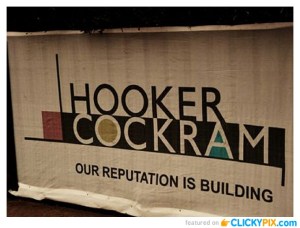 From a comment on a Tumblr site Awkward Names: "Just found this company in our contact database. They have an employee called R. Wang. So there's a guy called R. Wang, working at a company that specialises in erections, called Hooker Cockram."