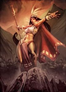 Cihuacoatl was the Aztec goddess who presided over battles and childbirth as well head of the Cihuateteo. However, she's also known to abandon her son Mixcoatl and later regret it as a possibly inspiration for La Lllorona.