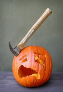 I don't think making a pumpkin depicting a garage mishap may not be very funny as it is on Home Improvement. Sad to say. Still, when you want to do a hammer head pumpkin, stick wit the shark.