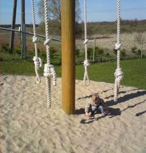 Is it just me or do these playground ropes seem to be tied like hanging nooses at the ends? Of course, I hope this isn't in Russia and that kid doesn't seem to have to end it all. Because I know a convenient place he could do it.
