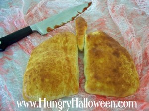 I hope these golden brown lungs taste better than they look. I mean seriously, a lung calzone?