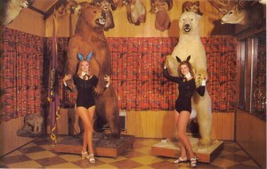 I'm sure it wouldn't be that fun to pose with these bears if they weren't shot and mounted as hunting trophies first. Still, I'm sure you couldn't get away with these photo ops nowadays or PETA would be all over your ass.