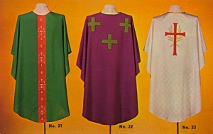 I'm sure we really need a postcard for this? Seriously, ads for priestly vestments? The monks at Saint Vincent College would sure get a kick out of this.