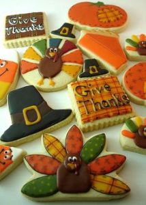 Now these include a pumpkin pie slice, turkeys, and a male Pilgrim hat. Also, see some candy corn which is strange.