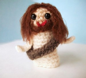 Sure I'm a Catholic Christian but I can't pass any stuff pertaining to Jesus for my blog posts. Still, he's very cute as a crocheted finger puppet you wouldn't want to put in a Passion play.
