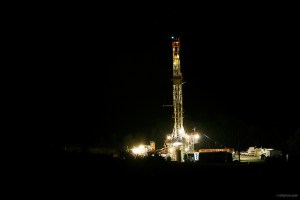 This is what a typical natural gas drilling site under fracking operations looks like at night. Now such operations go on 24/7 until completion so that means locals have to deal with blaring bright lights and noise all through the night.