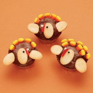 Now these have cookies for heads and wings as well as candy corn feathers. Still, such an adorable combination.