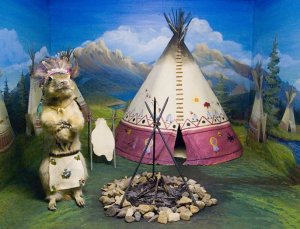 And it seems like this one is a Plains due to living in a teepee and sporting an elaborate headdress. Hey, what am I saying? Groundhogs are native to North America and they don't dress like that at all.