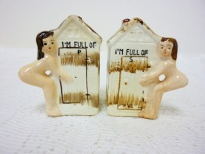 Still, knowing that the "P" can mean "pee" or "piss" while the "s" could pertain to "shit," let's just say the premise of outhouse salt and pepper shakers is rather disgusting once you really think about it.