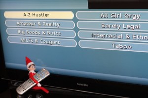 Let's hope that Johnny's parents don't catch Kringles masturbating in the middle of the night. He'll never be an Elf on the Shelf next year if he's caught doing a Pee Wee Herman, again.