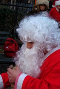 He's probably trying to drown his sorrows over the fact that Mrs. Claus may be fooling around with one of the elves. Still, I think Santa may have a drinking problem here.
