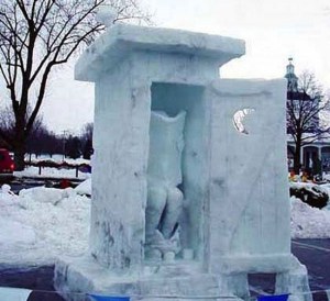 Still, I'm surprised that he's built on some street, possibly for a contest. Nevertheless, you might want to clear out when he's done because he might use the newspaper on where the sun don't shine.