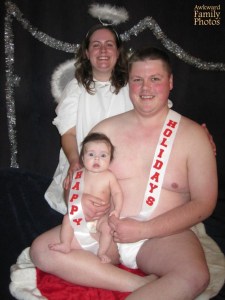 I bet that baby's thinking, "Jesus Christ, Dad, why the hell did you have to dress up as the New Year's baby? What are the kids in daycare going to think about this when they see this picture? I don't want to dwell on it."