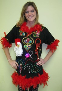 I suppose that this woman is a kindergarten teacher. And I think this dress was designed by one of her students.