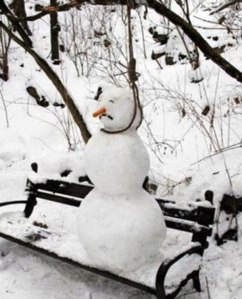 You know if Crusty is so unhappy with his life, why bother hanging himself on a park bench? I mean, he'll melt away once spring comes so ending his life is just pointless, really.