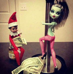 And I see that Pringles has enough money to burn for Frankenstein's daughter's pole dancing routine. Shouldn't an Elf on the Shelf keep away from such joints?